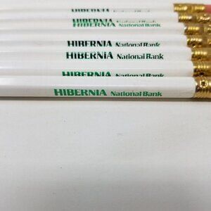 Advertisement Pencil Lot ~ 7 White Pencils ~ Hibernia Bank ~ Vintage